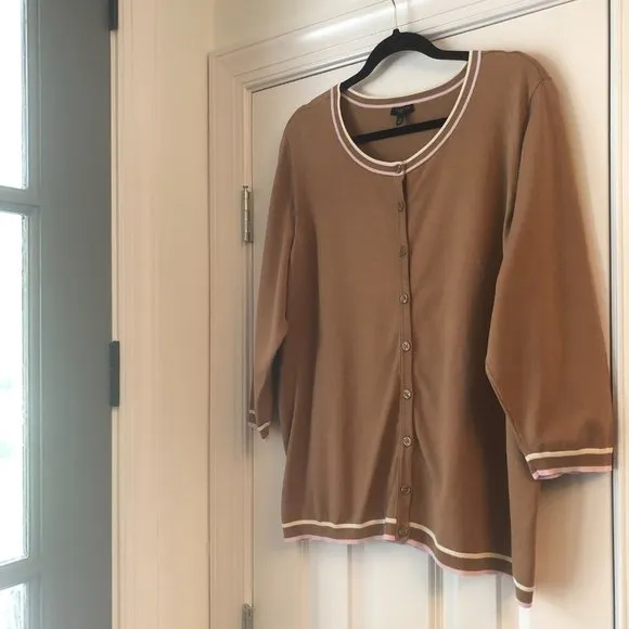 🌷 NEW Talbots Café Tipped Charming Cardigan 2X