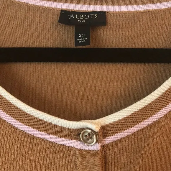 🌷 NEW Talbots Café Tipped Charming Cardigan 2X
