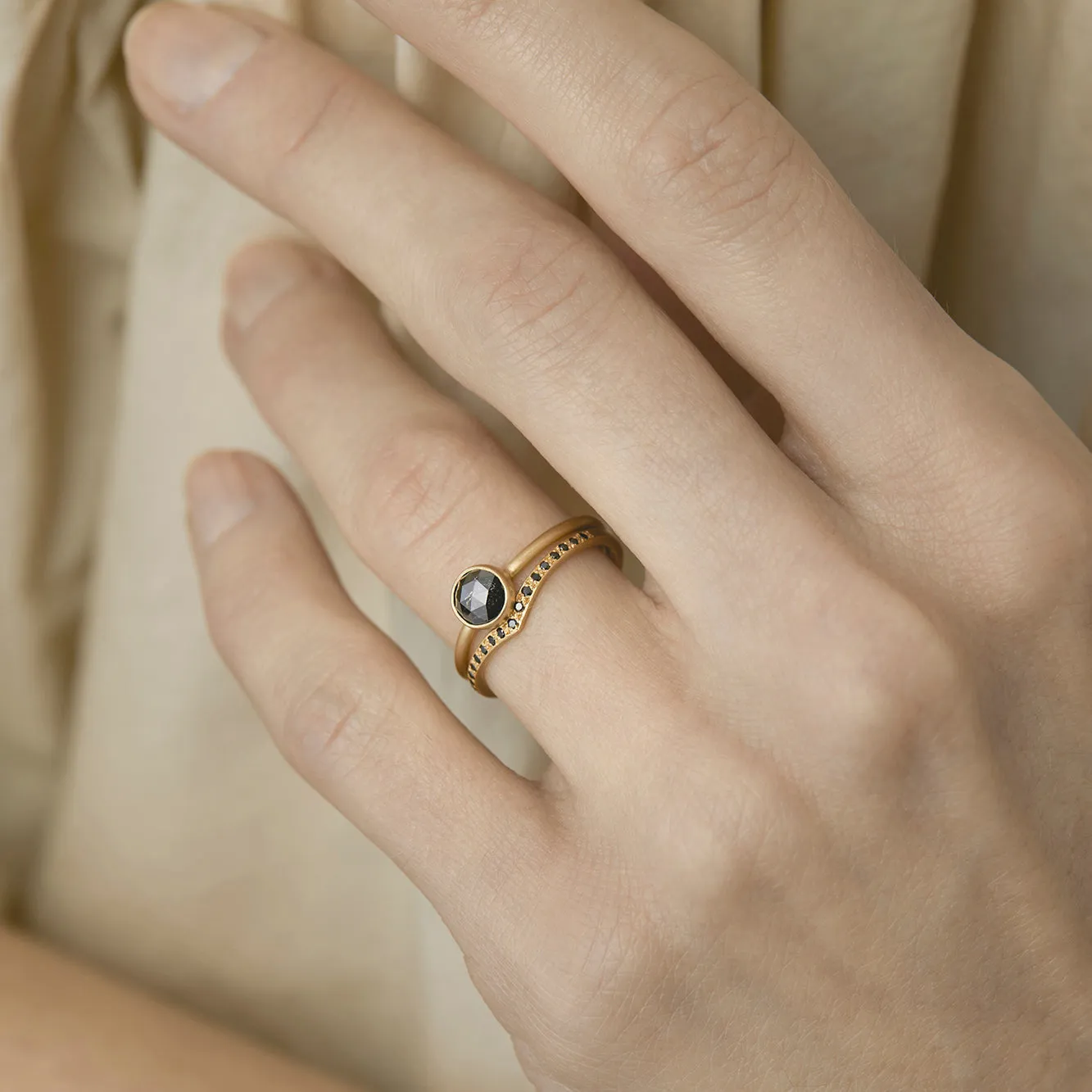 0.54 Carat One-of-a-Kind Rose Cut Black Diamond Ring | DR52-OOAK