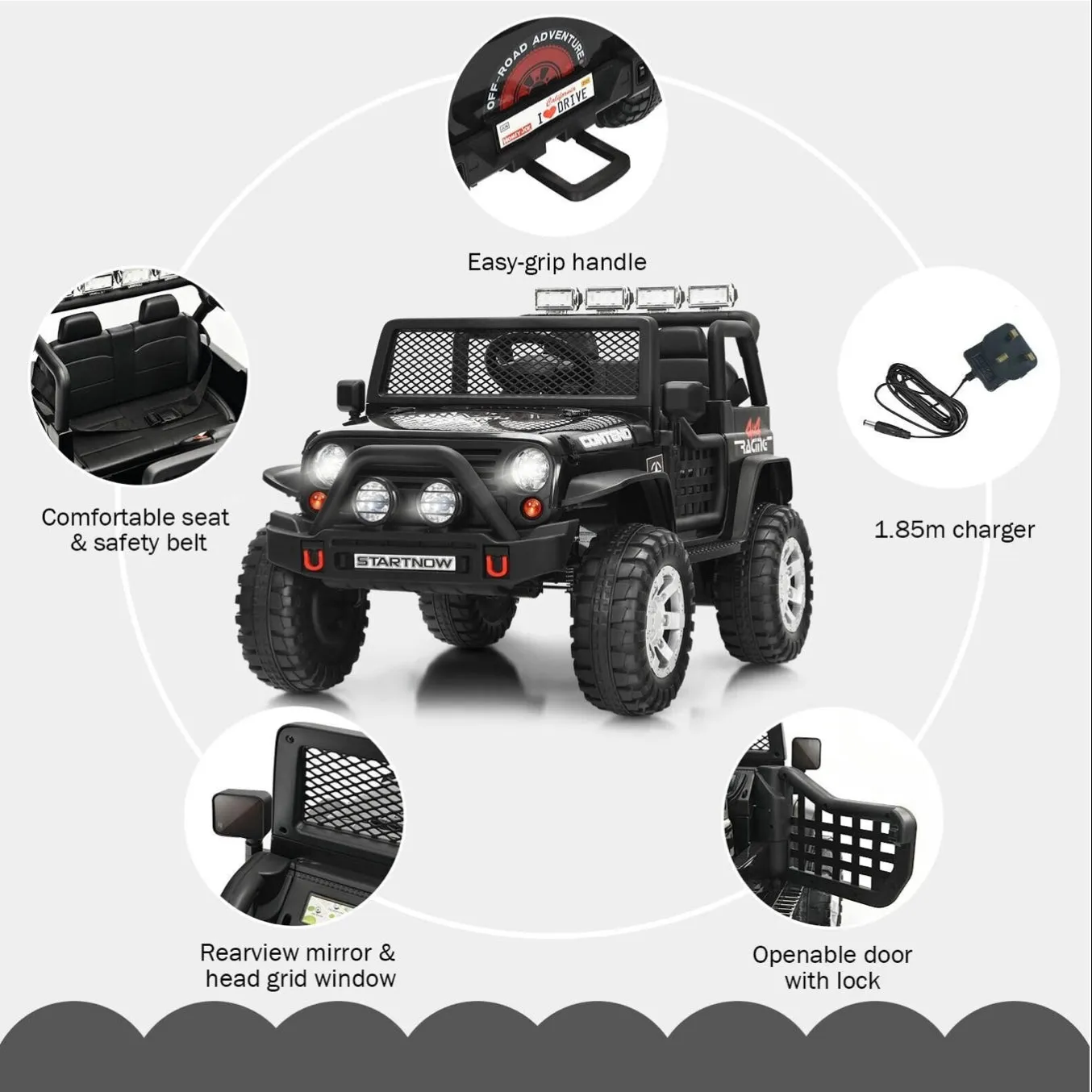 12V Ride On Electric Toy Truck | Remote Control with LED Lights | 3  Years | 3 Colour Options