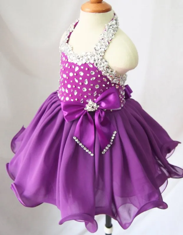 16 color ---Infant/toddler/baby/children/kids Girl's Glitz Pageant Dress