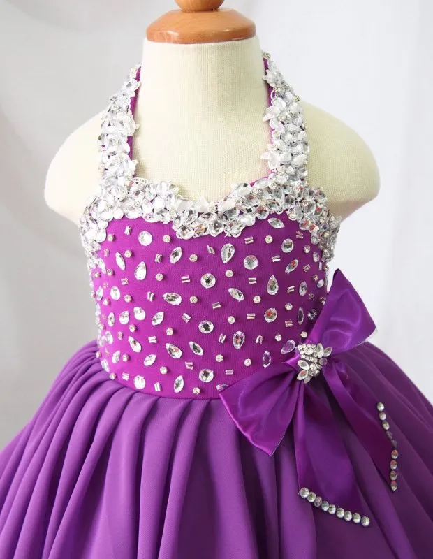 16 color ---Infant/toddler/baby/children/kids Girl's Glitz Pageant Dress