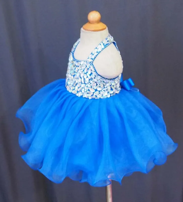 16 Colors Halter Beaded Bodice Infant Baby Doll Pageant Dress