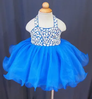 16 Colors Halter Beaded Bodice Infant Baby Doll Pageant Dress