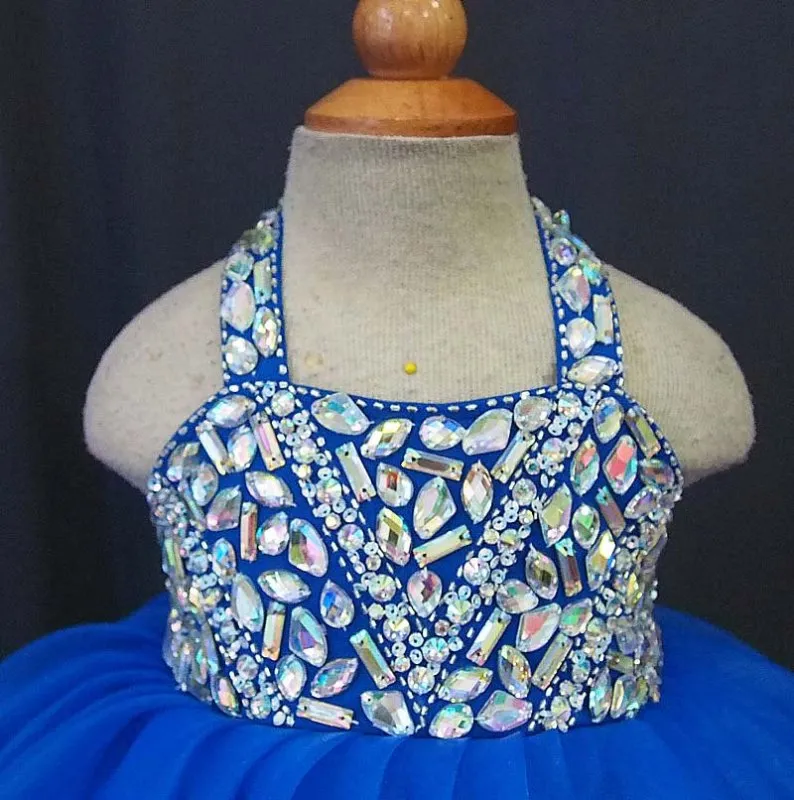 16 Colors Halter Beaded Bodice Infant Baby Doll Pageant Dress