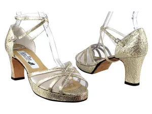 1606Platform Gold Silver Glitter Satin_White Mesh