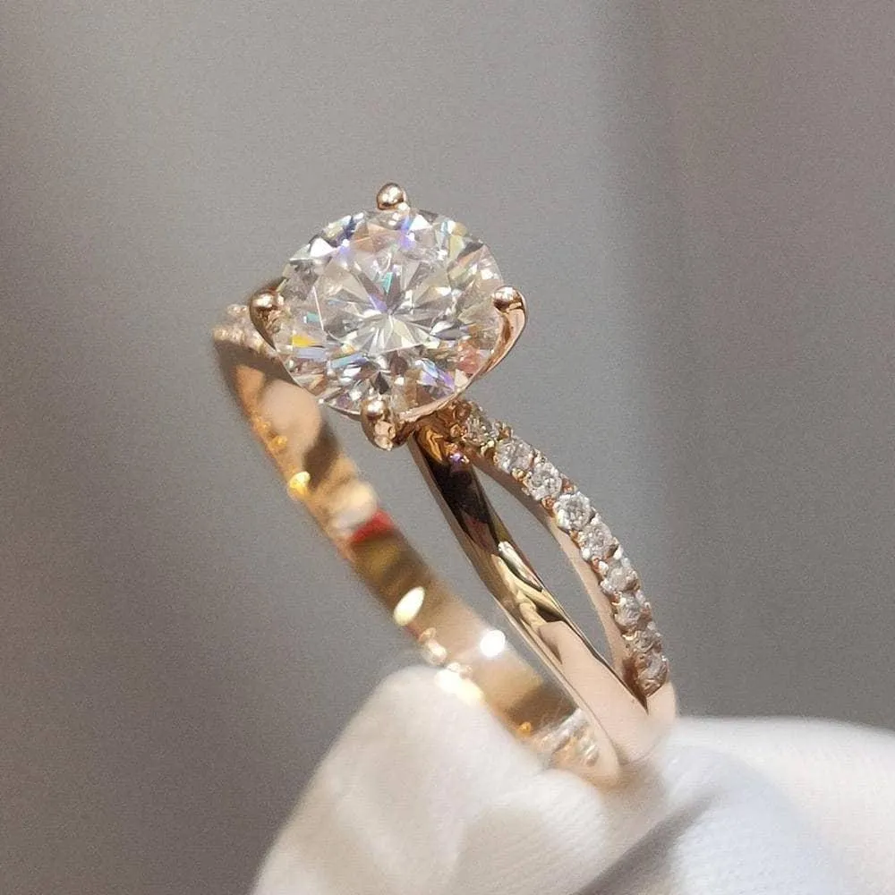 18k Rose Gold Round Cut 1.0 Ct Diamond Solitaire Engagement Ring