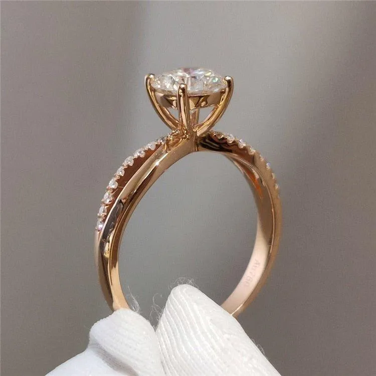 18k Rose Gold Round Cut 1.0 Ct Diamond Solitaire Engagement Ring