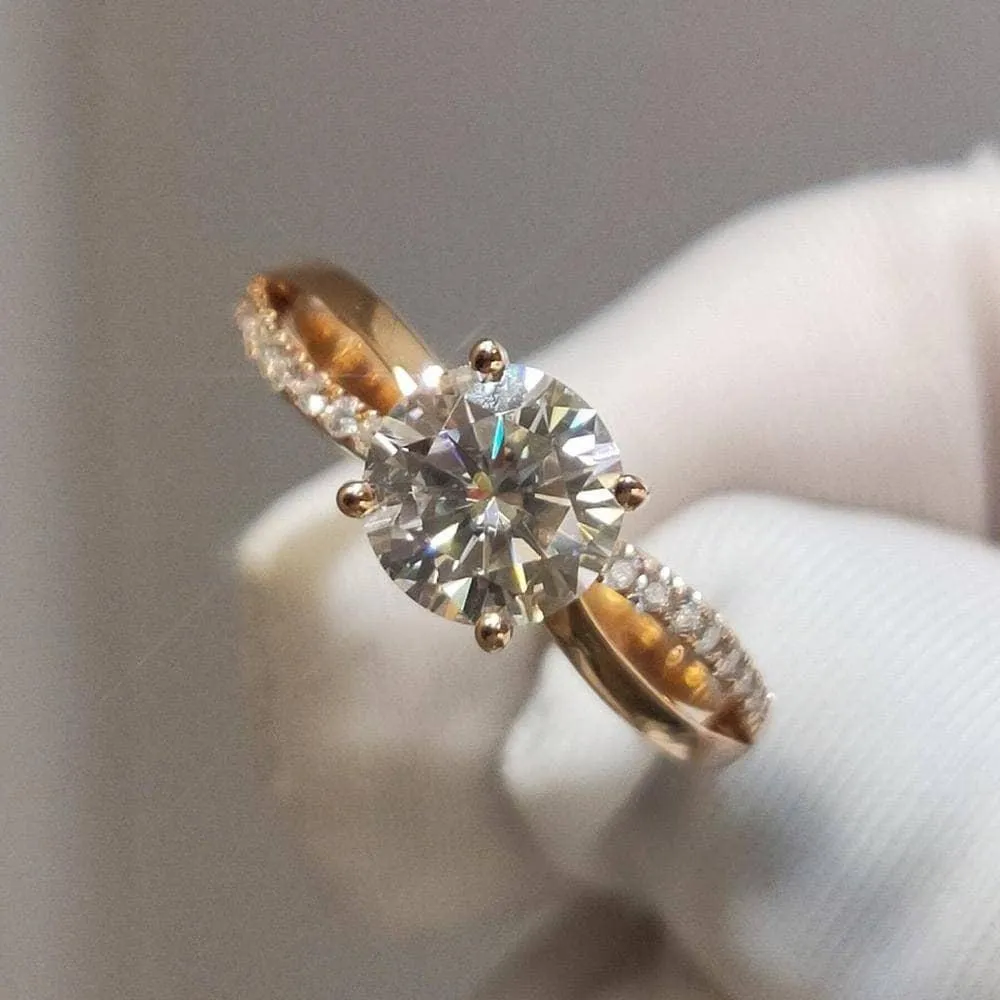 18k Rose Gold Round Cut 1.0 Ct Diamond Solitaire Engagement Ring