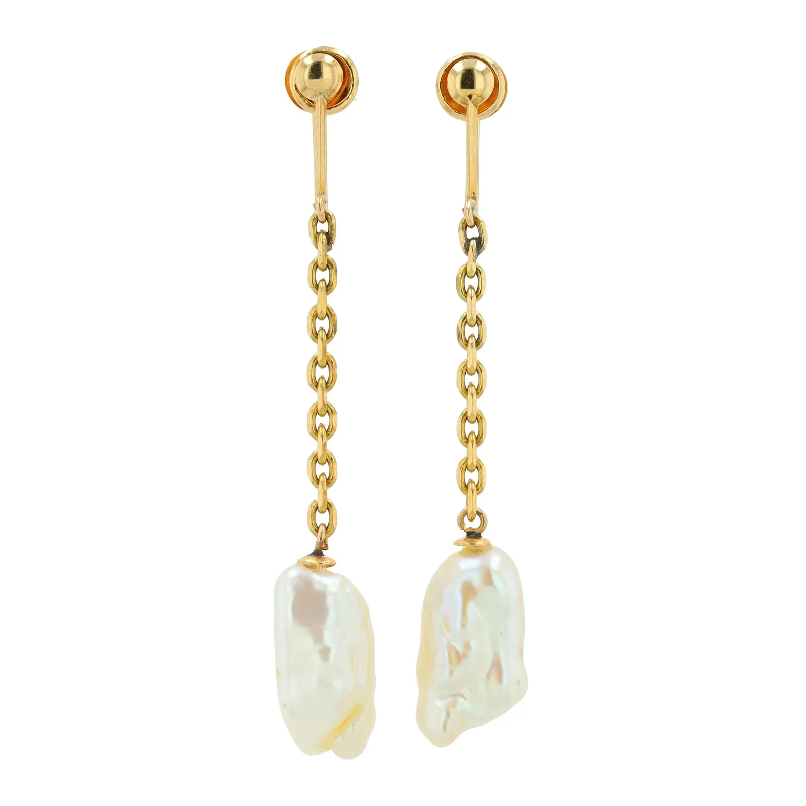 18K YG Pearl Drop Clip-On Earrings