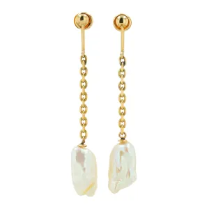 18K YG Pearl Drop Clip-On Earrings
