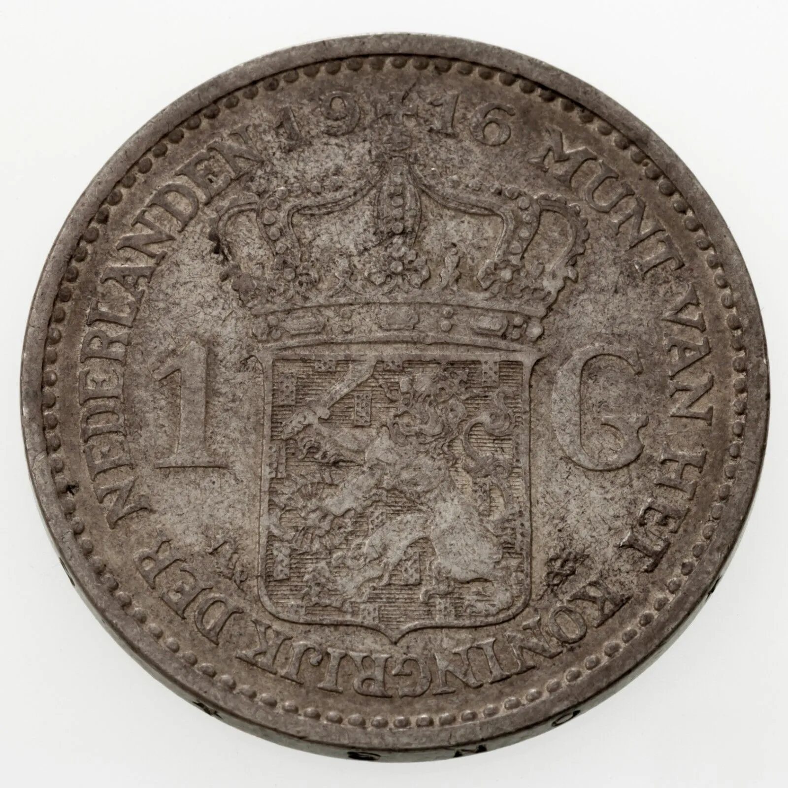 1916 Netherlands Gulden Silver Coin in VF Condition KM 148
