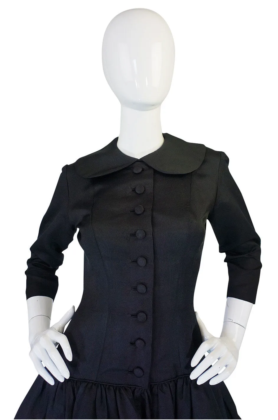 1950s Silk Low Skirted Cocktail Dress