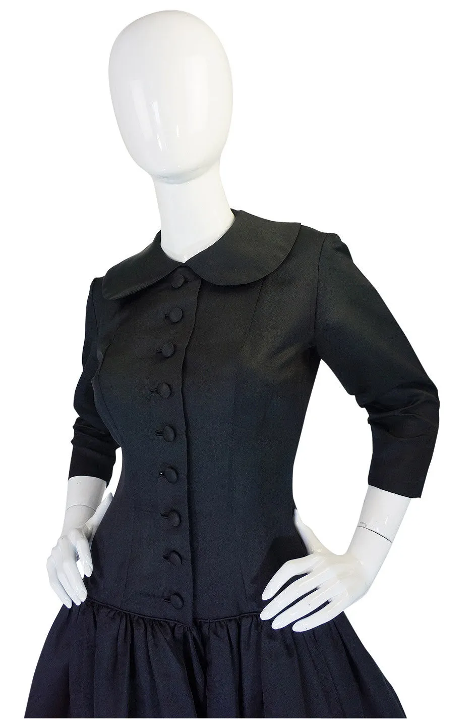 1950s Silk Low Skirted Cocktail Dress