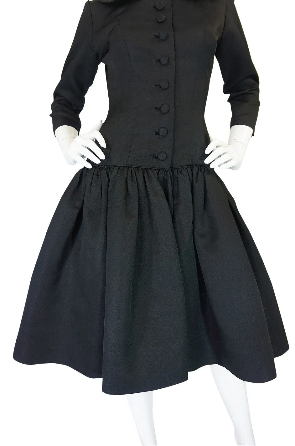 1950s Silk Low Skirted Cocktail Dress