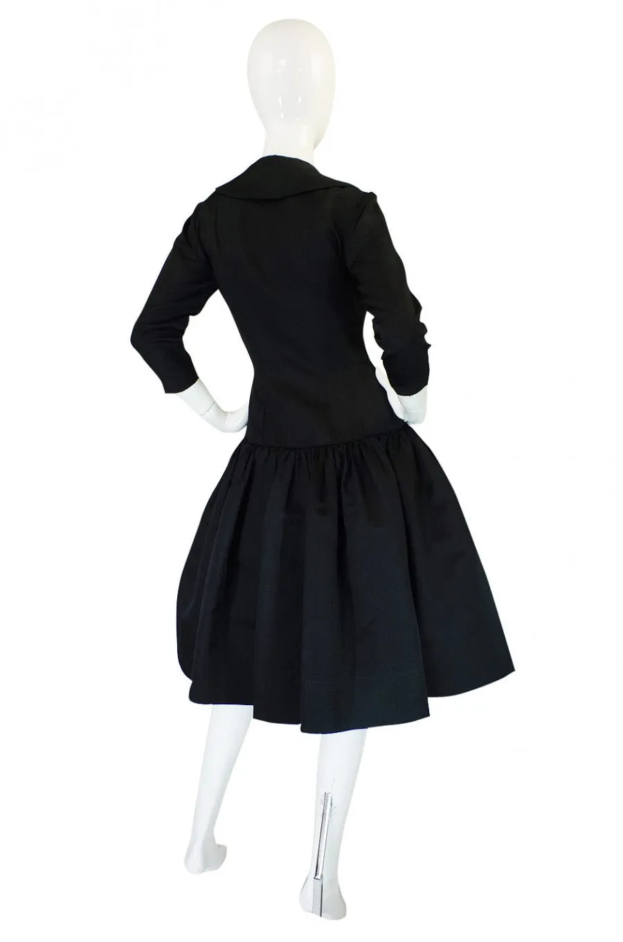 1950s Silk Low Skirted Cocktail Dress