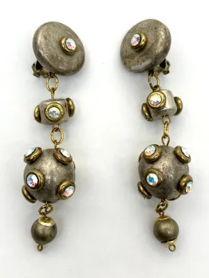 1980s Art-To-Wear Rhinestone Clip-Ons