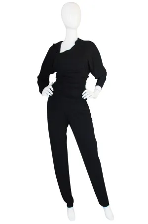 1980s Black Jersey Norma Kamali High Pant & Top Set