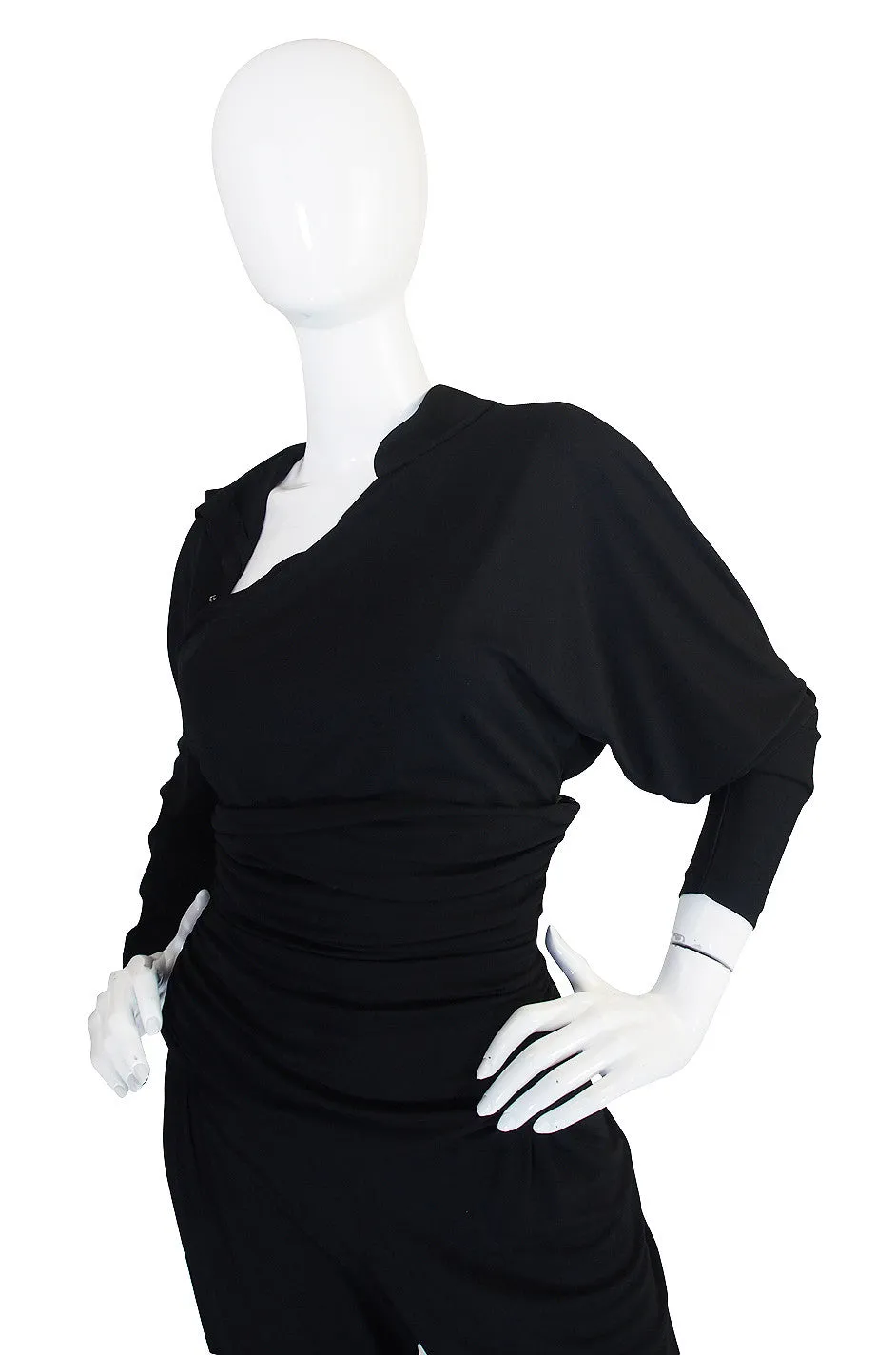1980s Black Jersey Norma Kamali High Pant & Top Set