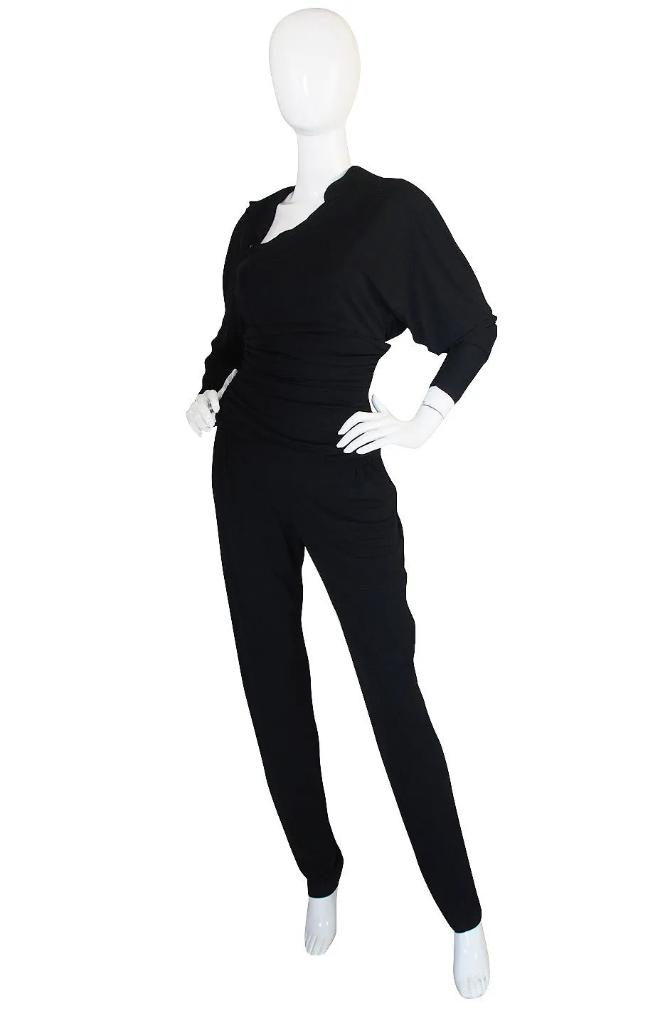 1980s Black Jersey Norma Kamali High Pant & Top Set