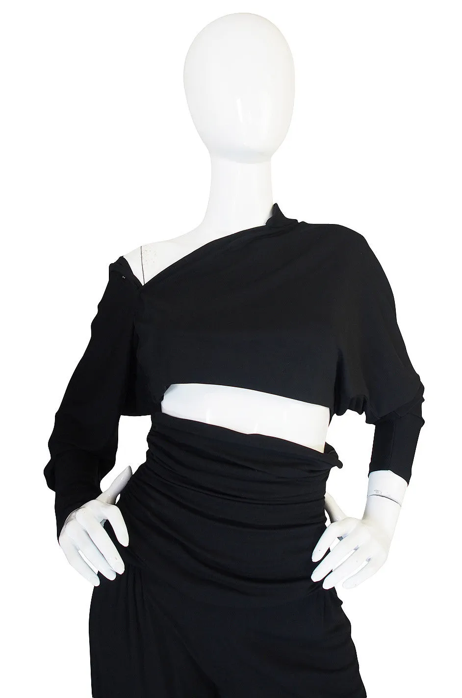 1980s Black Jersey Norma Kamali High Pant & Top Set