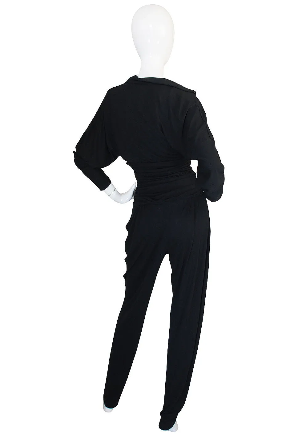 1980s Black Jersey Norma Kamali High Pant & Top Set
