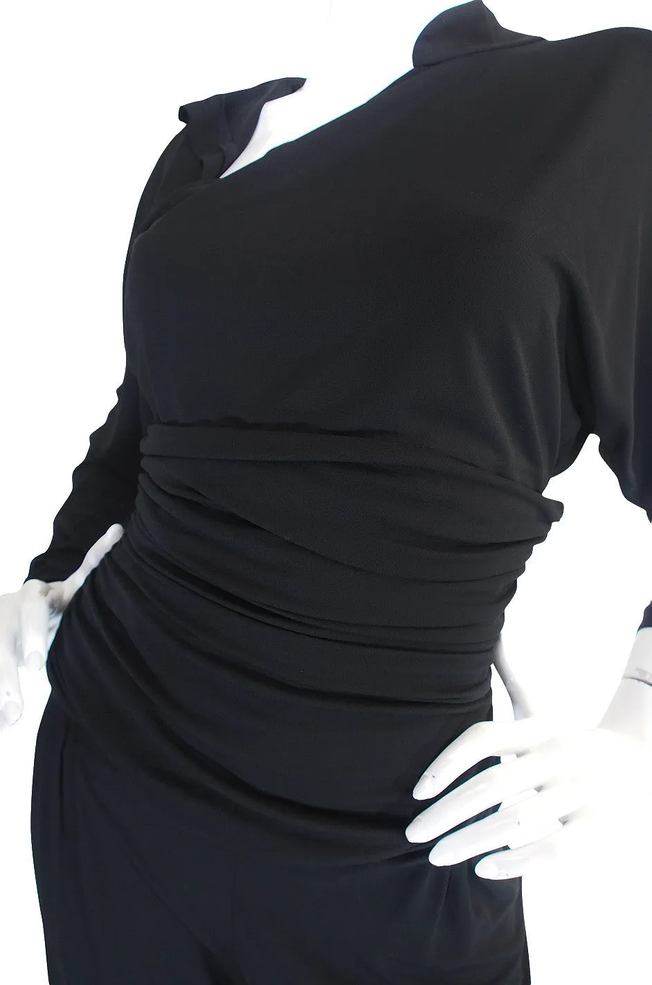 1980s Black Jersey Norma Kamali High Pant & Top Set
