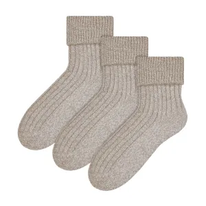 3 Pack Ladies Cosy Wool Bed Socks (2 Sizes)