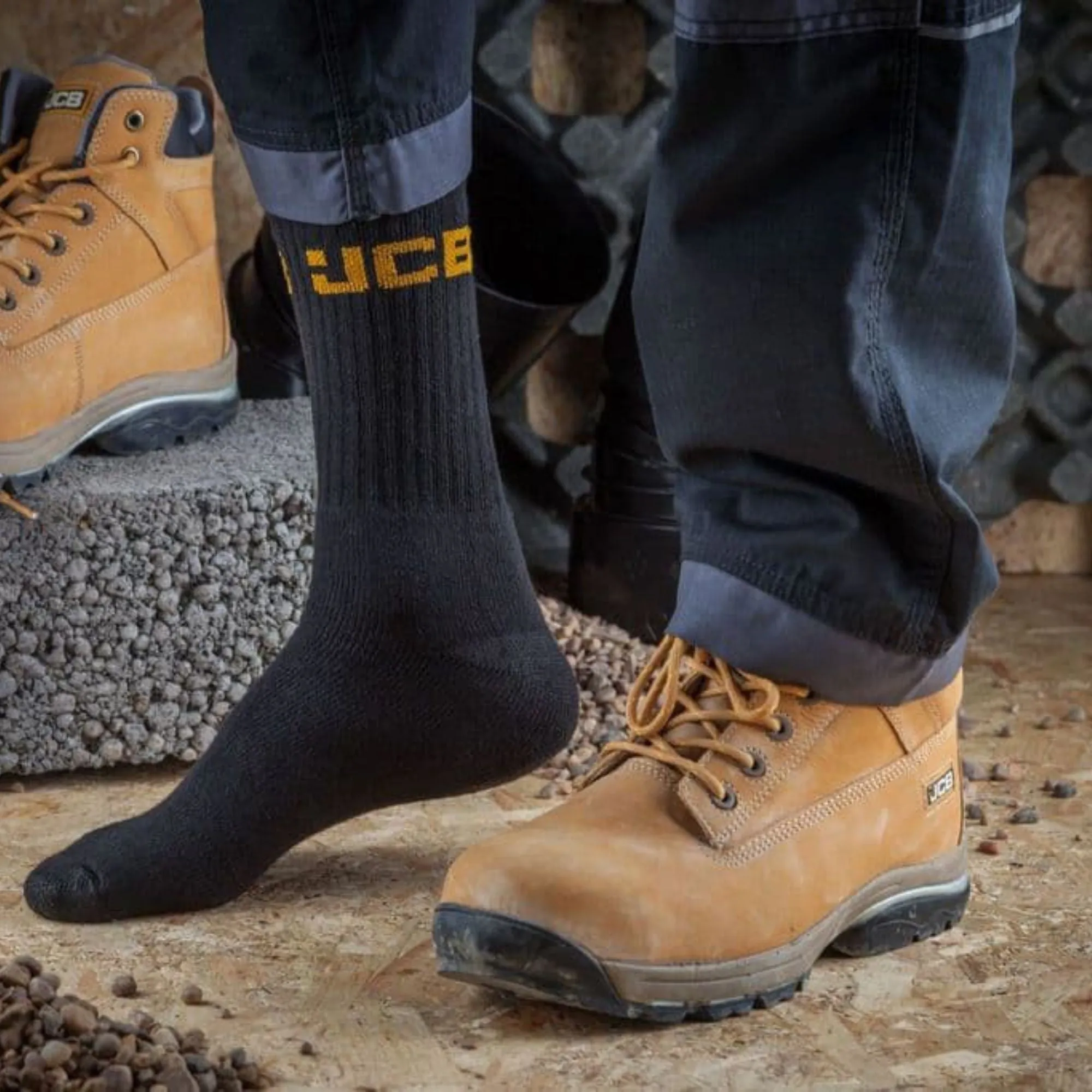 4 Pack Mens Cotton Industrial Work Gear Socks for Boots