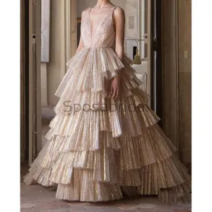 A-line Unique Design V-Neck Long Modest Fashion Formal Prom Dresses PD1751