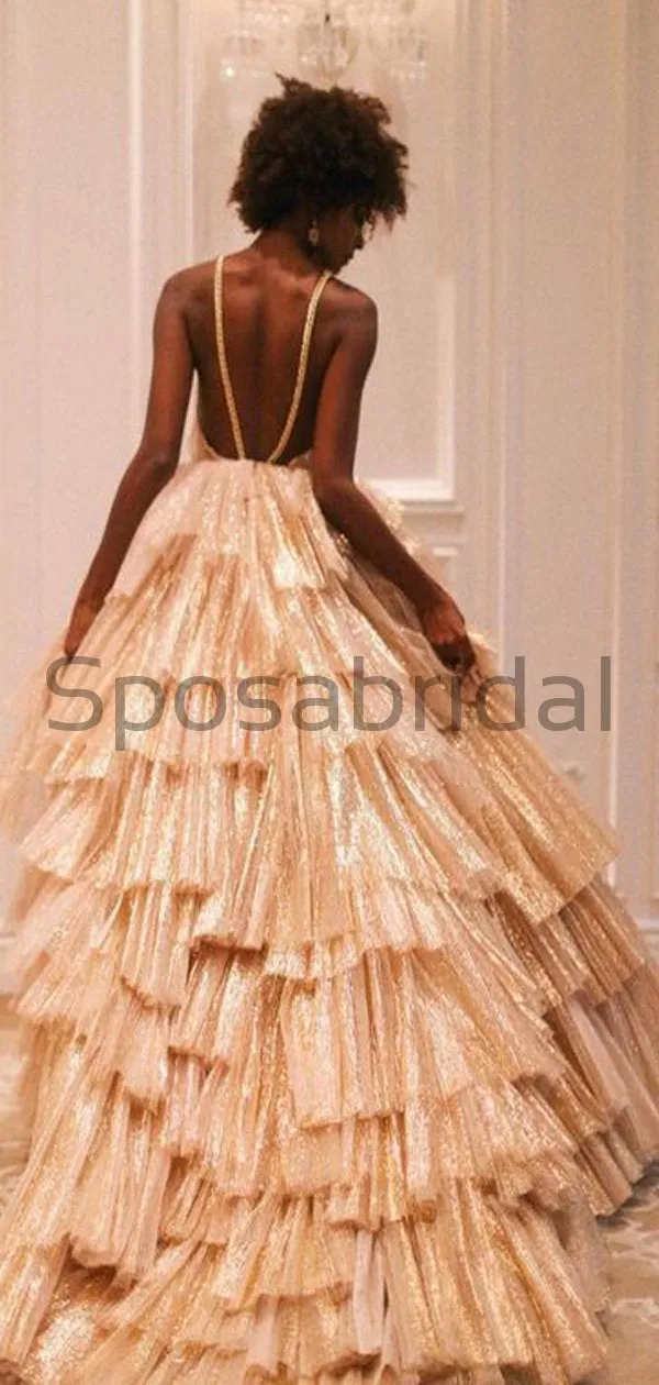 A-line Unique Design V-Neck Long Modest Fashion Formal Prom Dresses PD1751