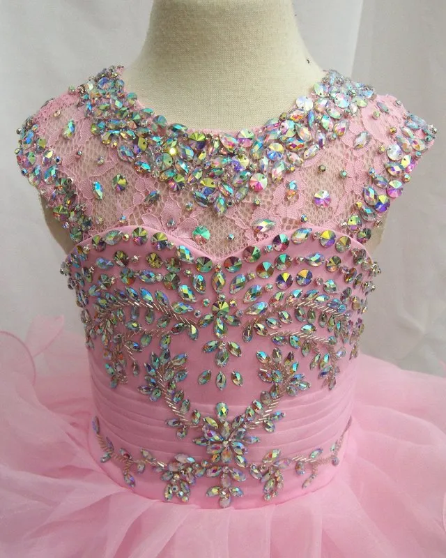 AB Beaded and Lace Bodice Little girl/Baby Pageant Dress