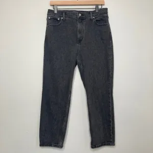 Abercrombie &amp; Fitch The Mom Jean High Rise 29 Short Black Denim Tapered Leg 90s