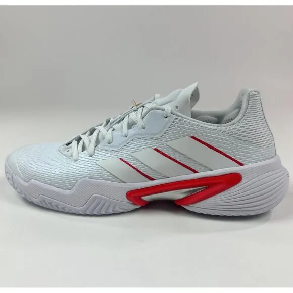 adidas Barricade Womens White Red Low Top Tennis Shoes Sneakers Athletic GW5034