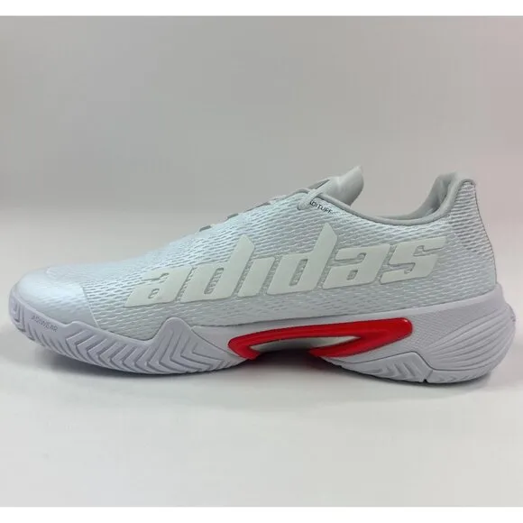 adidas Barricade Womens White Red Low Top Tennis Shoes Sneakers Athletic GW5034