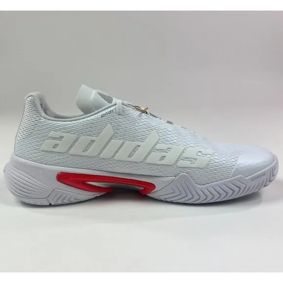 adidas Barricade Womens White Red Low Top Tennis Shoes Sneakers Athletic GW5034
