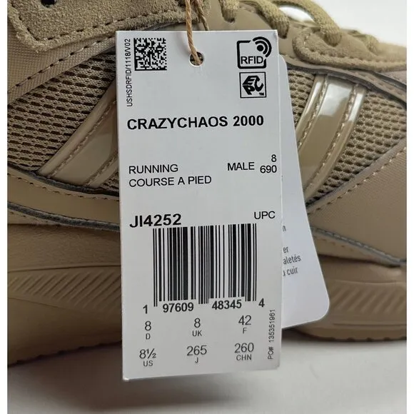 Adidas Crazychaos 2000 Mens Size 8.5 Brown Running Shoes Cloudfoam JI4252 New