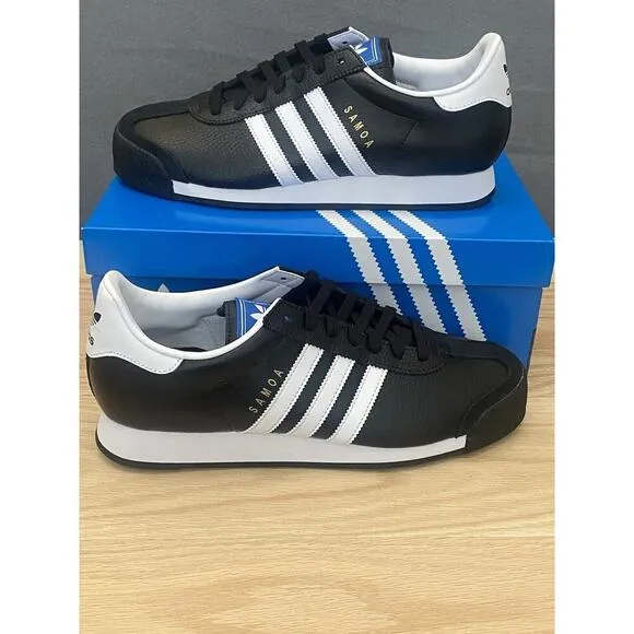 adidas Men’s Samoa Core Black Shoes with White Stripes