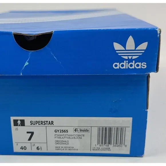Adidas Originals Superstar White Gray Black Mens 7 Low Shoes Sneakers GY2565