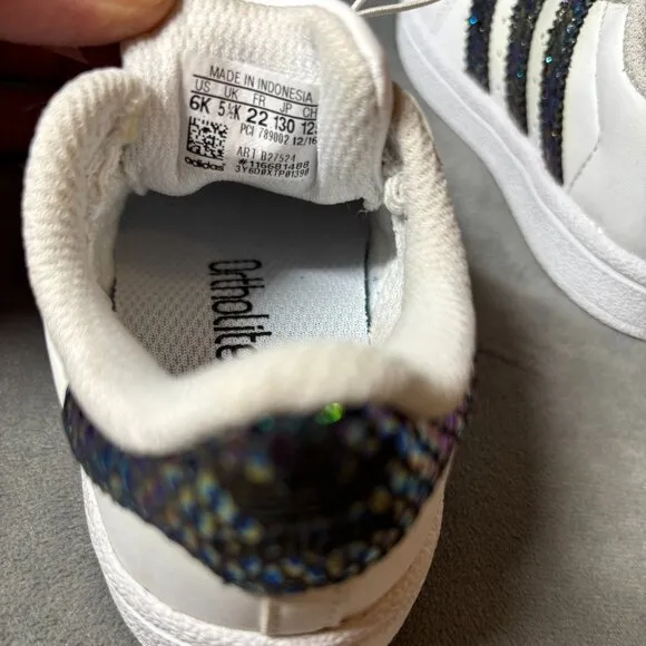 Adidas Superstar Snake White Metallic TD Toddler Sneaker Shoes Size 6K NEW
