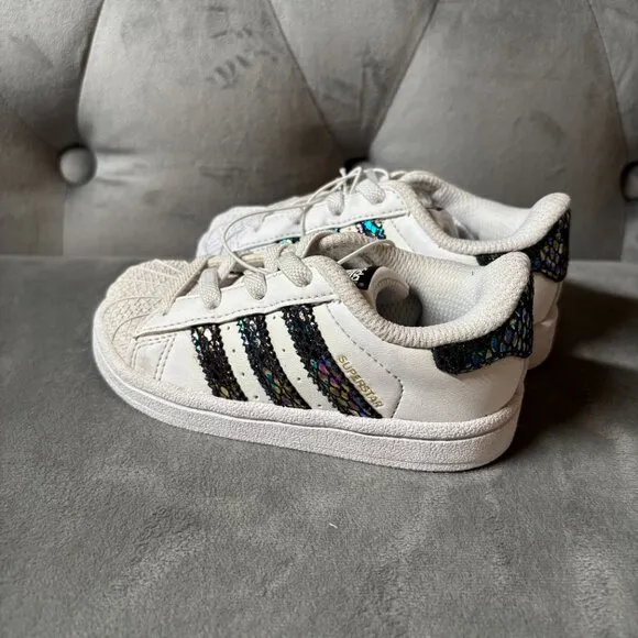 Adidas Superstar Snake White Metallic TD Toddler Sneaker Shoes Size 6K NEW