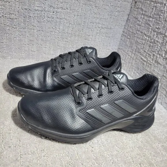 Adidas ZG21 Men's Size 7 US Black Leather Lace Up Low Top Golf Shoes FW5544