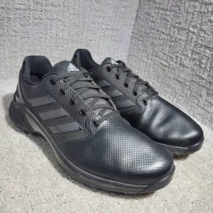 Adidas ZG21 Men's Size 7 US Black Leather Lace Up Low Top Golf Shoes FW5544