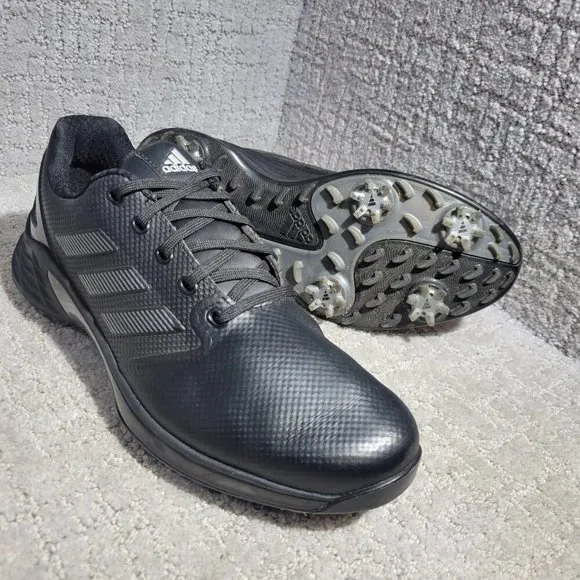 Adidas ZG21 Men's Size 7 US Black Leather Lace Up Low Top Golf Shoes FW5544