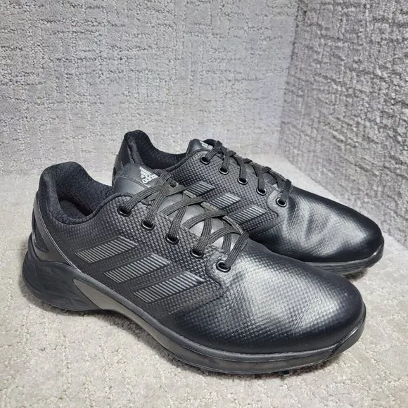 Adidas ZG21 Men's Size 7 US Black Leather Lace Up Low Top Golf Shoes FW5544