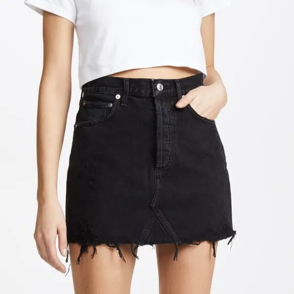 Agolde Black Denim Skirt