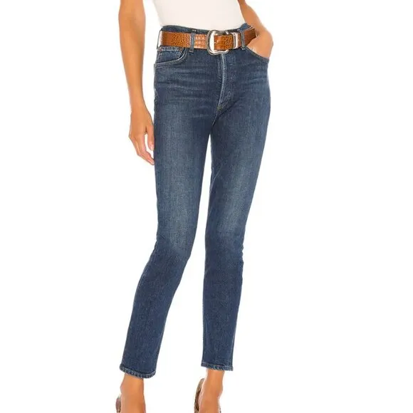 Agolde Size 27 Jeans Nico High Rise Slim Fit Dark Wash Fixation Casual Classic