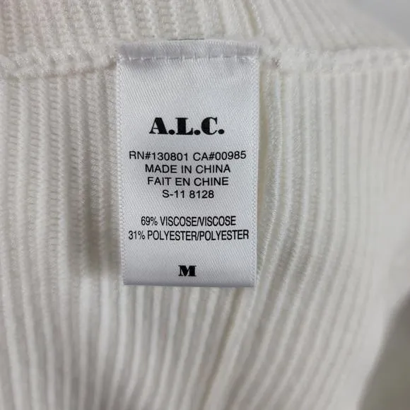 A.L.C  White Ribbed Checked Ruffle Hem Women's Skirt Size 10