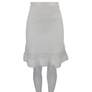A.L.C  White Ribbed Checked Ruffle Hem Women's Skirt Size 10