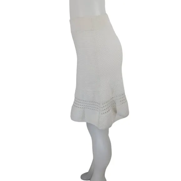 A.L.C  White Ribbed Checked Ruffle Hem Women's Skirt Size 10